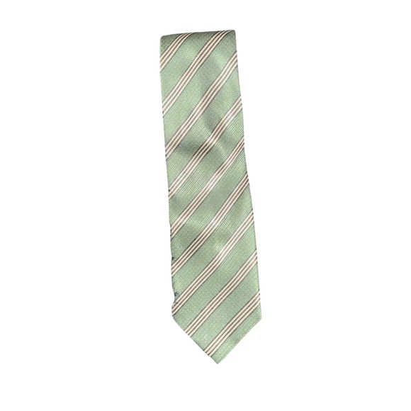 Uomo Venetto Other - Uomo Venetto Tie Mens Green Gold Striped Silk Look Classic Neckwear